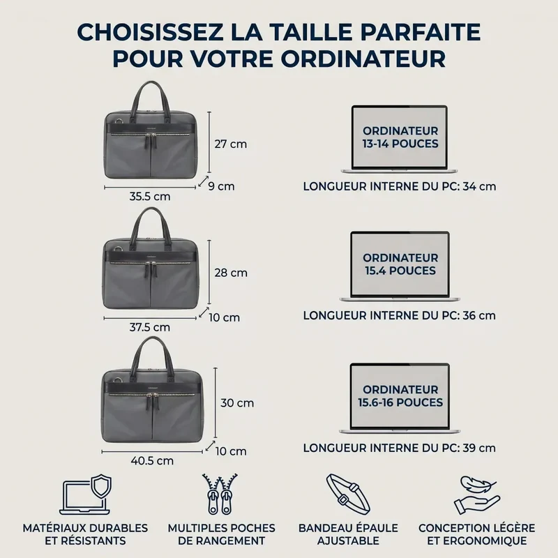 Sac ordinateur femme Sérénia - Confort postural & Protection PC
