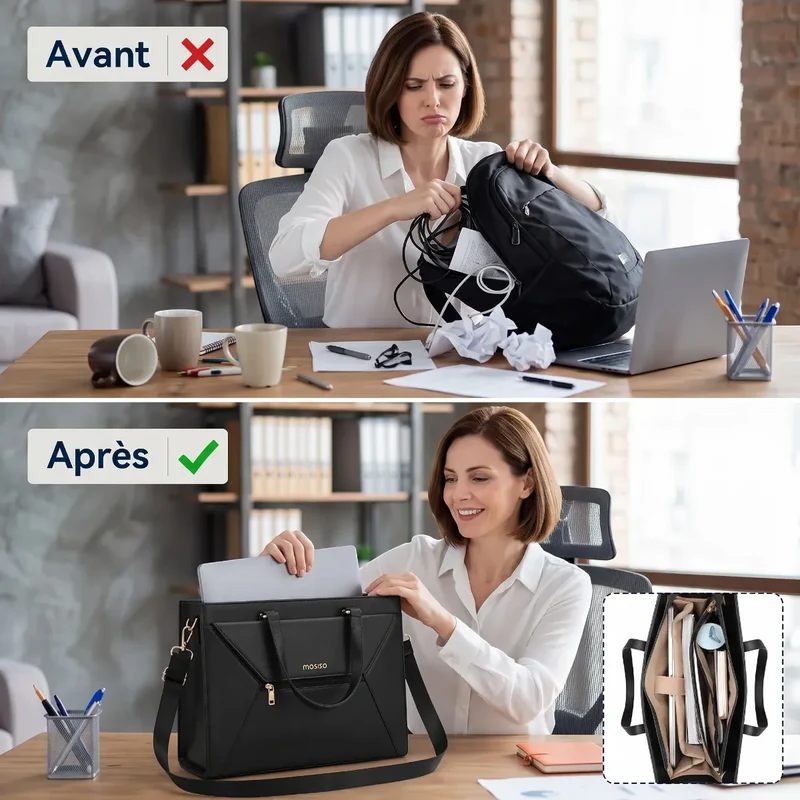 Sac ordinateur femme Envolia - Posture soulagée & Élégance absolue