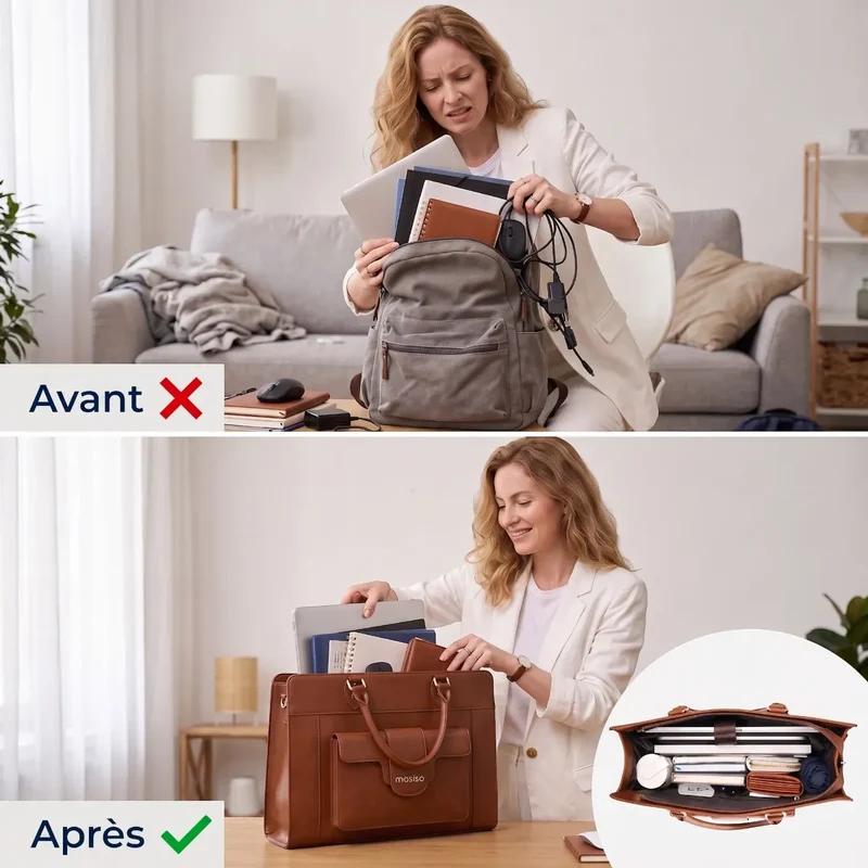 Sac ordinateur femme Duora - Ergonomie posturale & Élégance mobile