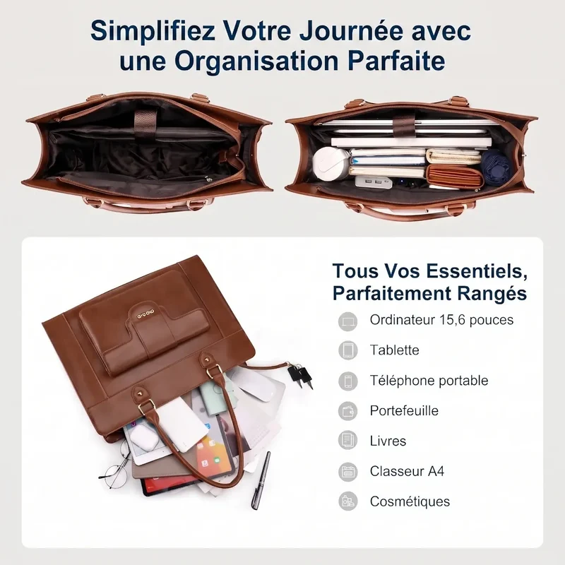 Sac ordinateur femme Duora - Ergonomie posturale & Élégance mobile