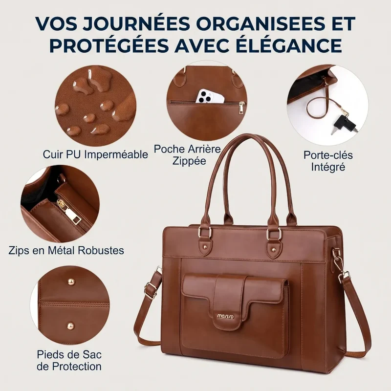 Sac ordinateur femme Duora - Ergonomie posturale & Élégance mobile