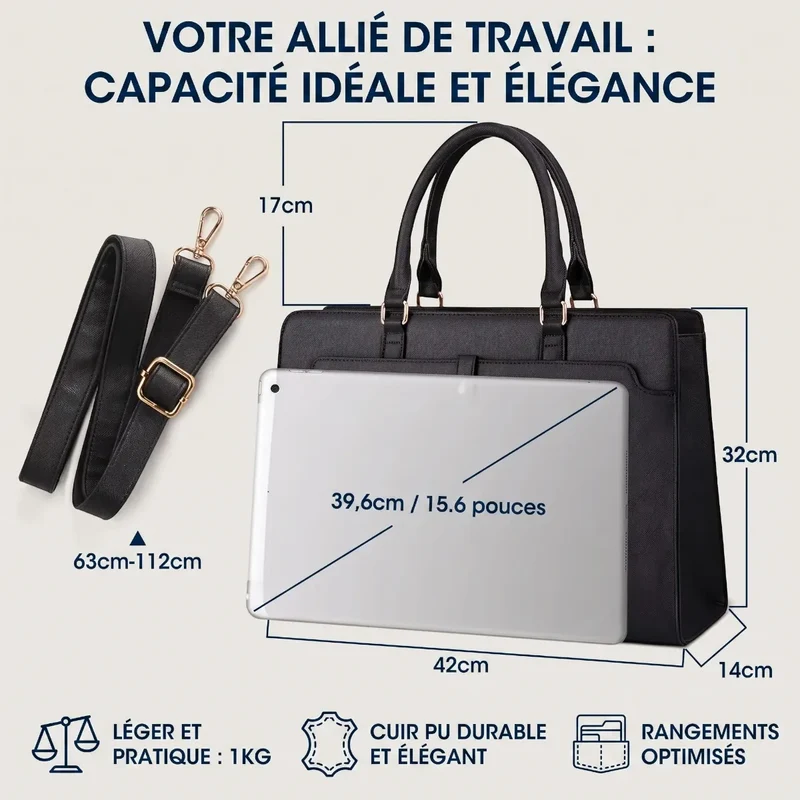Sac ordinateur femme Kalea - Confort postural & Organisation absolue