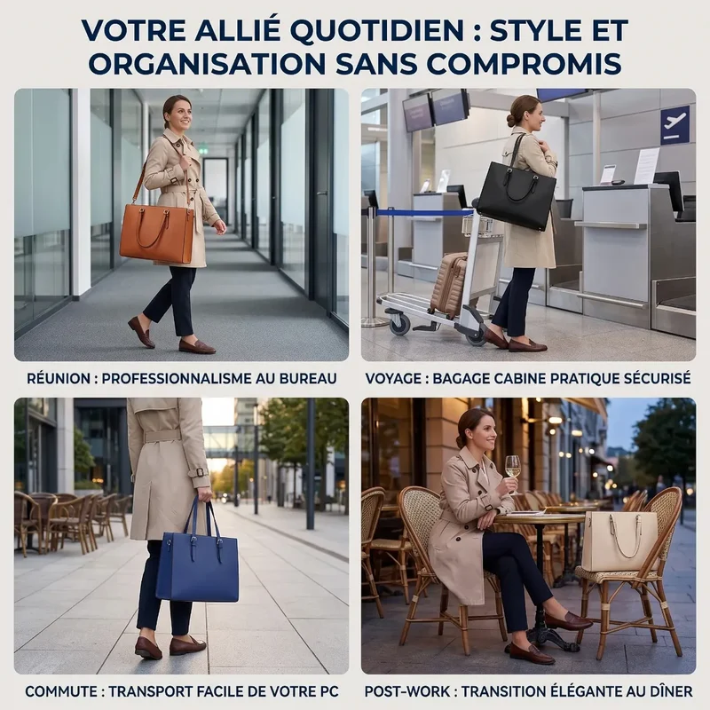Sac ordinateur femme Archia - Cabas Élégant & Antichoc