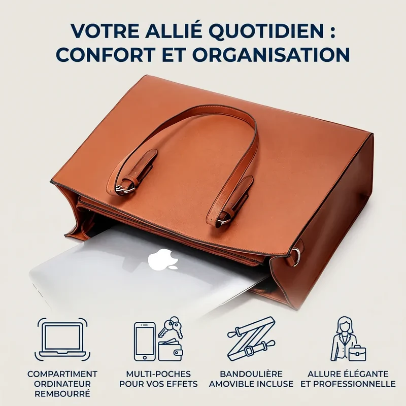 Sac ordinateur femme Archia - Cabas Élégant & Antichoc