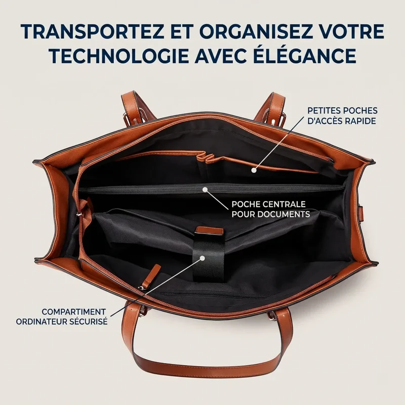 Sac ordinateur femme Archia - Cabas Élégant & Antichoc