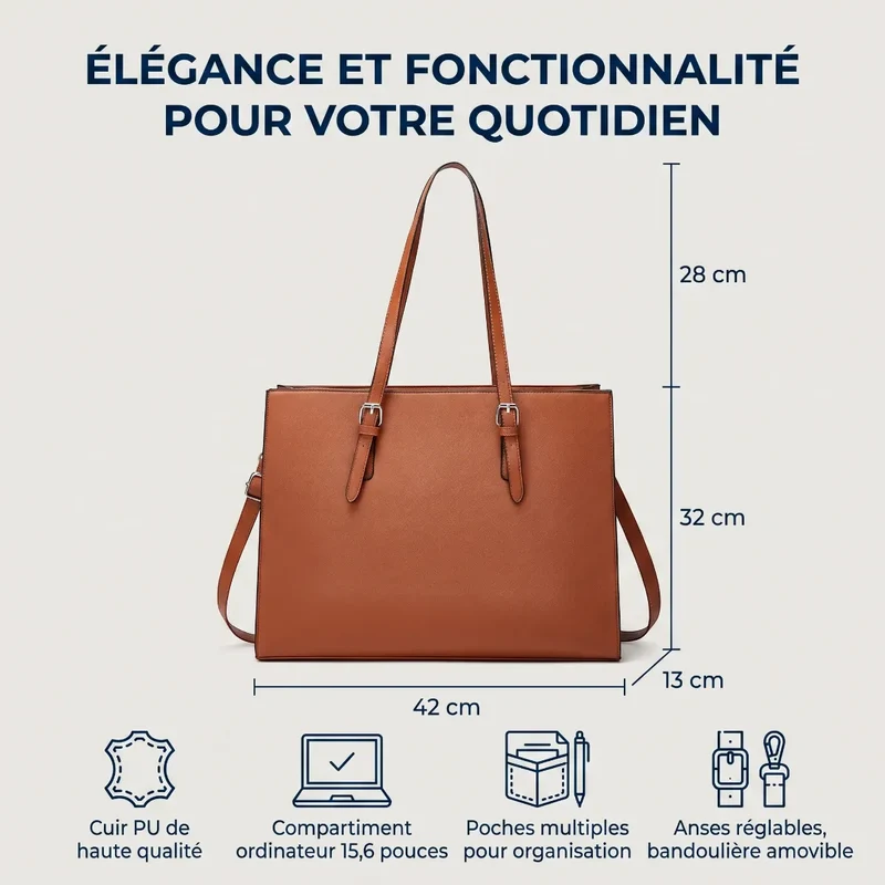 Sac ordinateur femme Archia - Cabas Élégant & Antichoc