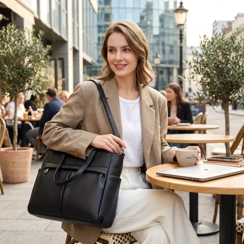 Sac ordinateur femme Optima - Cabas Cuir PU 14" Ergonomique