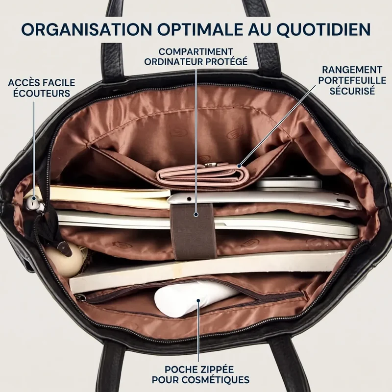 Sac ordinateur femme Optima - Cabas Cuir PU 14" Ergonomique