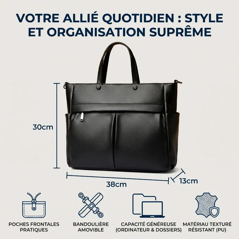 Sac ordinateur femme Optima - Cabas Cuir PU 14" Ergonomique
