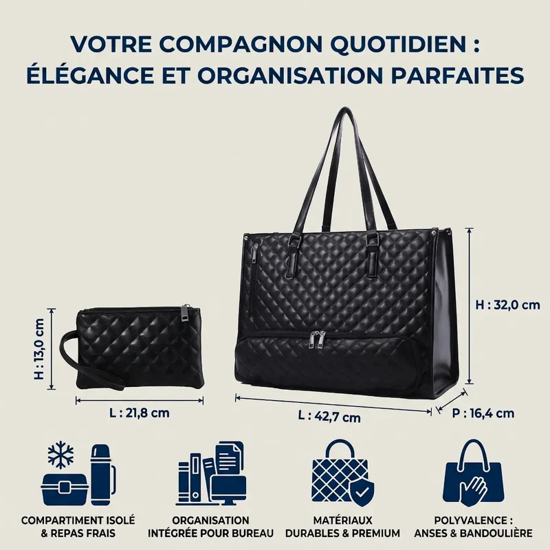 Sac ordinateur femme Dualia - Cabas Isotherme & Antichoc