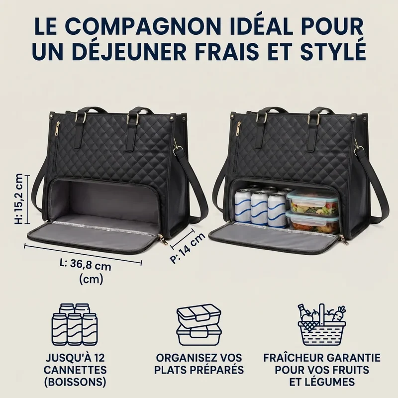 Sac ordinateur femme Dualia - Cabas Isotherme & Antichoc