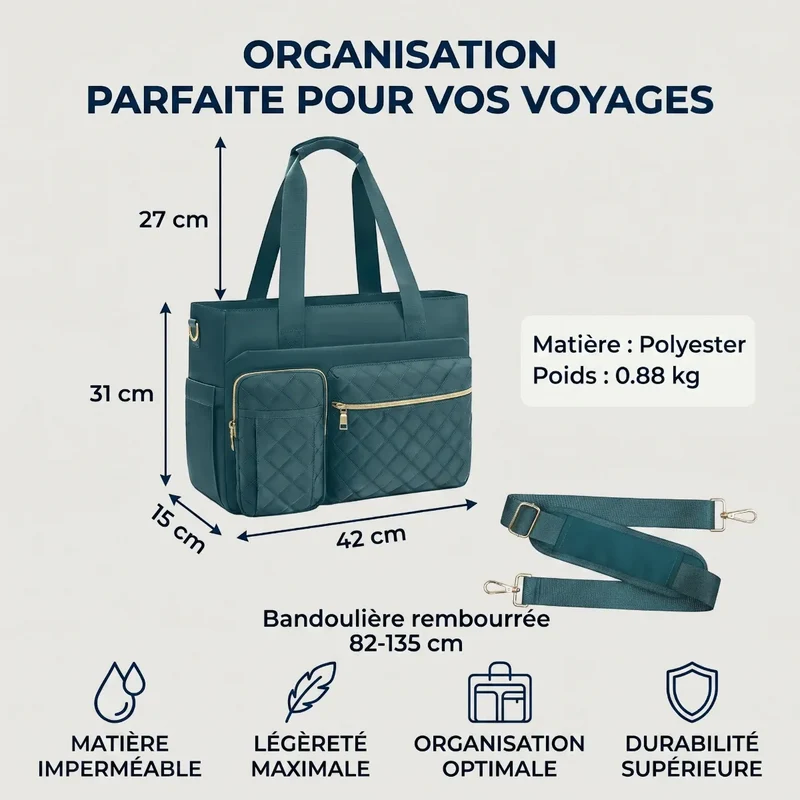 Sac ordinateur femme Versalia - Cabas Multi-Poches & Ergonomique