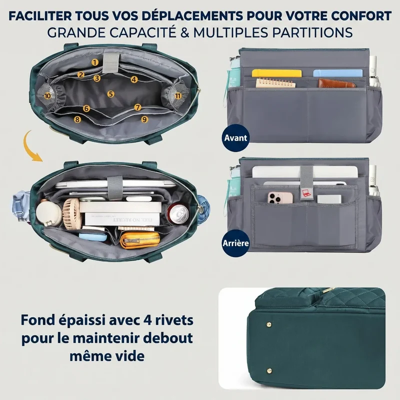 Sac ordinateur femme Versalia - Cabas Multi-Poches & Ergonomique