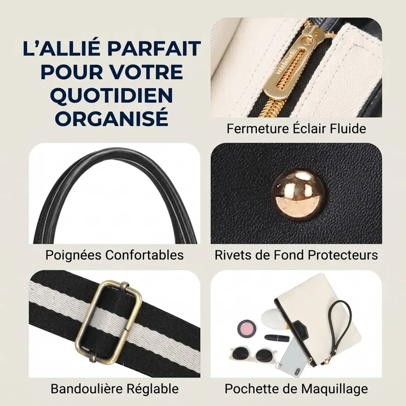 Sac ordinateur femme Duetto - Cabas 2-en-1 avec Pochette