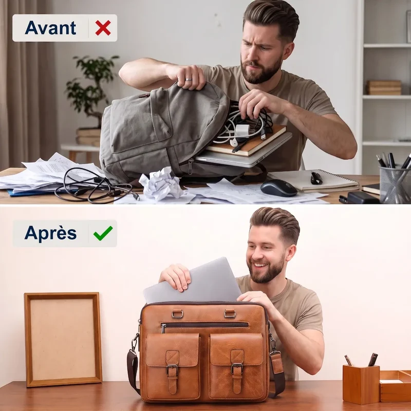 Sacoche ordinateur pour homme Bifolio - Confort Postural & Allure Business