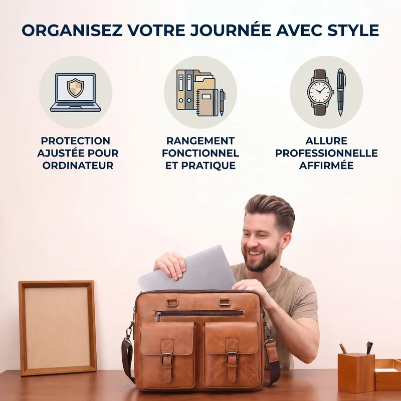 Sacoche ordinateur pour homme Bifolio - Confort Postural & Allure Business