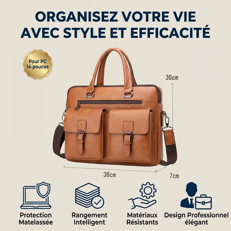 Sacoche ordinateur pour homme Bifolio - Confort Postural & Allure Business