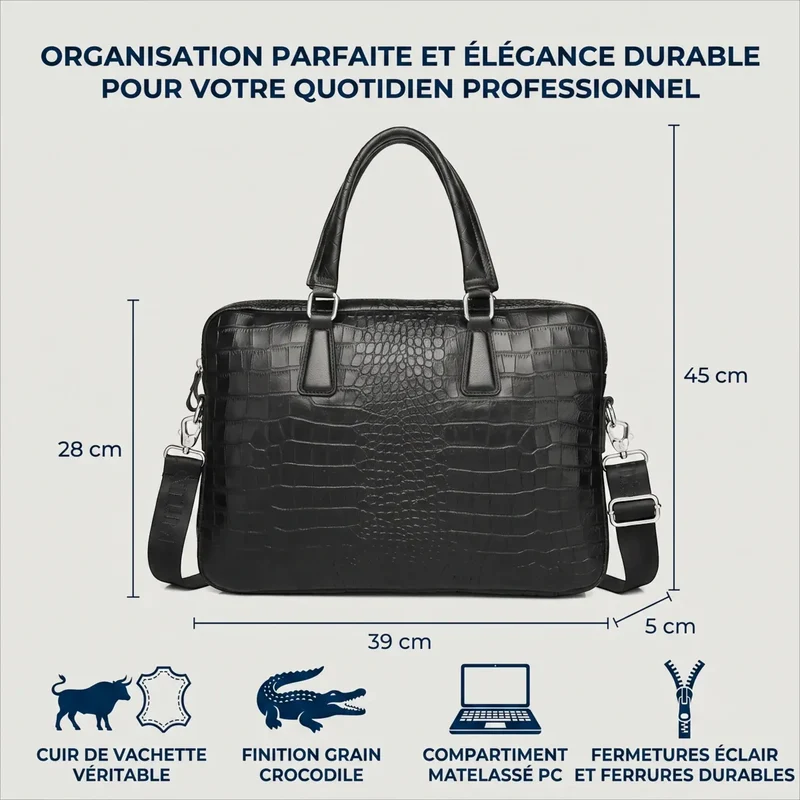 Sacoche ordinateur pour homme Scalis - Ergonomie active & Élégance cuir