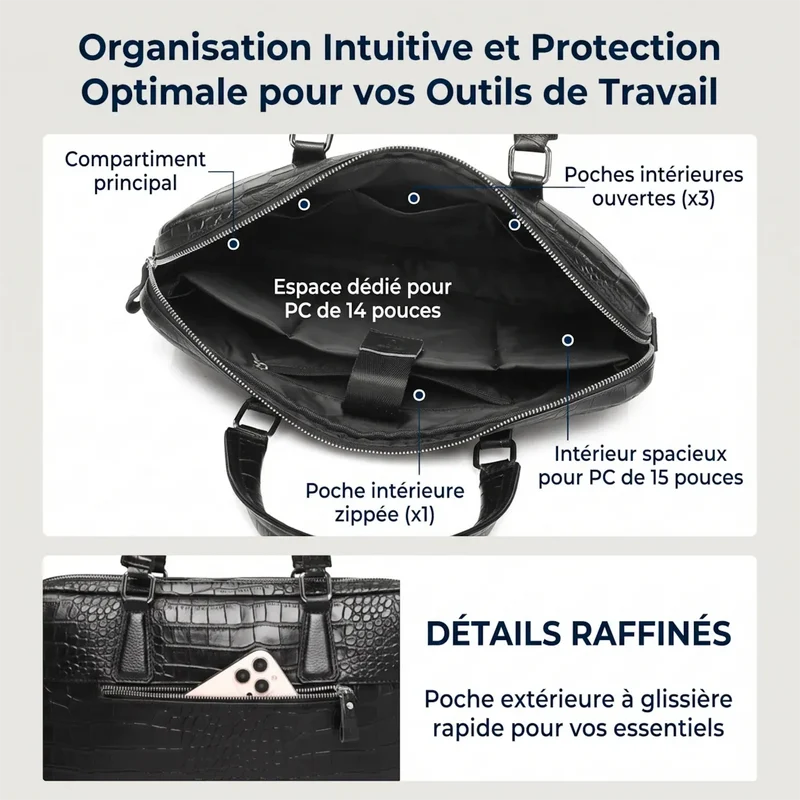 Sacoche ordinateur pour homme Scalis - Ergonomie active & Élégance cuir