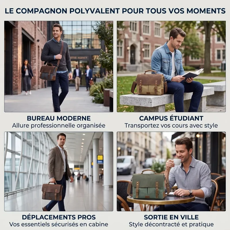 Sacoche ordinateur pour homme Heritex - Ergonomie Épaules & Protection Antichoc