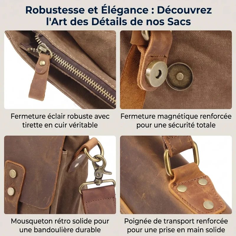 Sacoche ordinateur pour homme Heritex - Ergonomie Épaules & Protection Antichoc