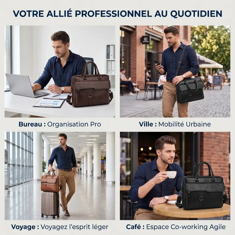 Sacoche ordinateur pour homme Strata - Port Ergonomique & Protection Antichoc