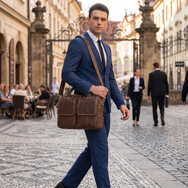 Sacoche ordinateur pour homme DuoCraft - Confort postural & Prestige cuir