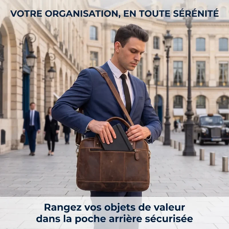 Sacoche ordinateur pour homme DuoCraft - Confort postural & Prestige cuir