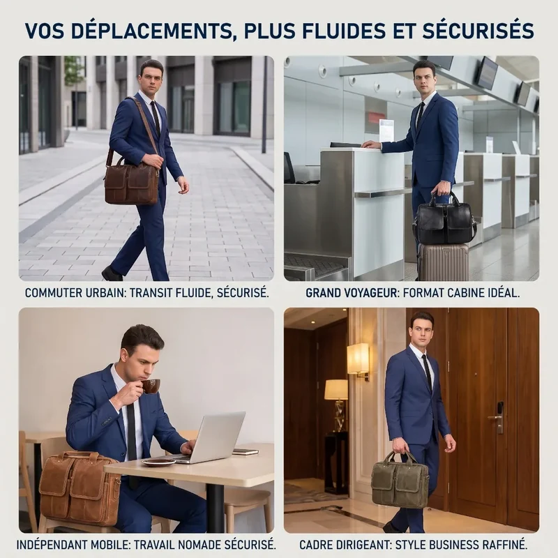 Sacoche ordinateur pour homme DuoCraft - Confort postural & Prestige cuir