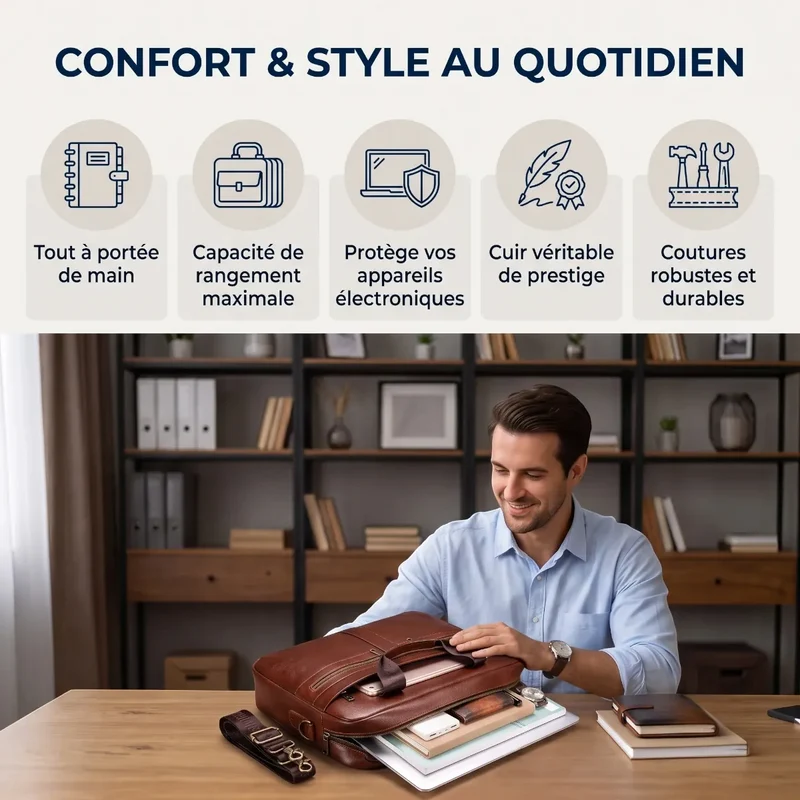 Sacoche ordinateur pour homme Dualis - Confort postural & Protection intégrale