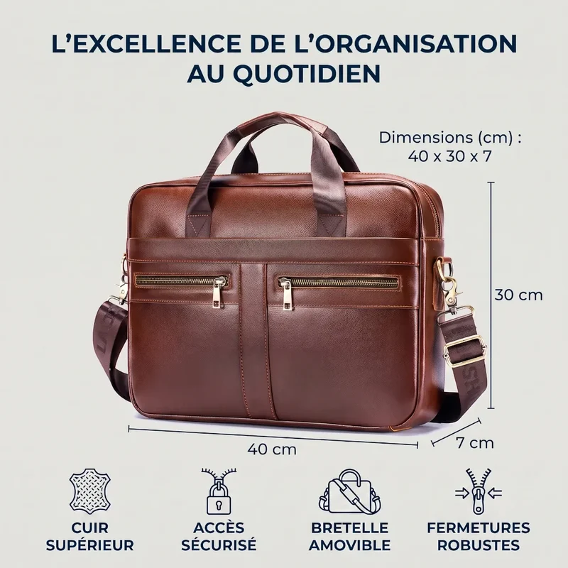 Sacoche ordinateur pour homme Dualis - Confort postural & Protection intégrale