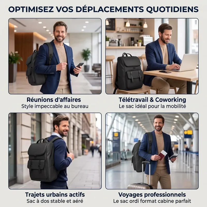 Sac à dos ordinateur homme Onyxium - Confort biomécanique & Protection absolue