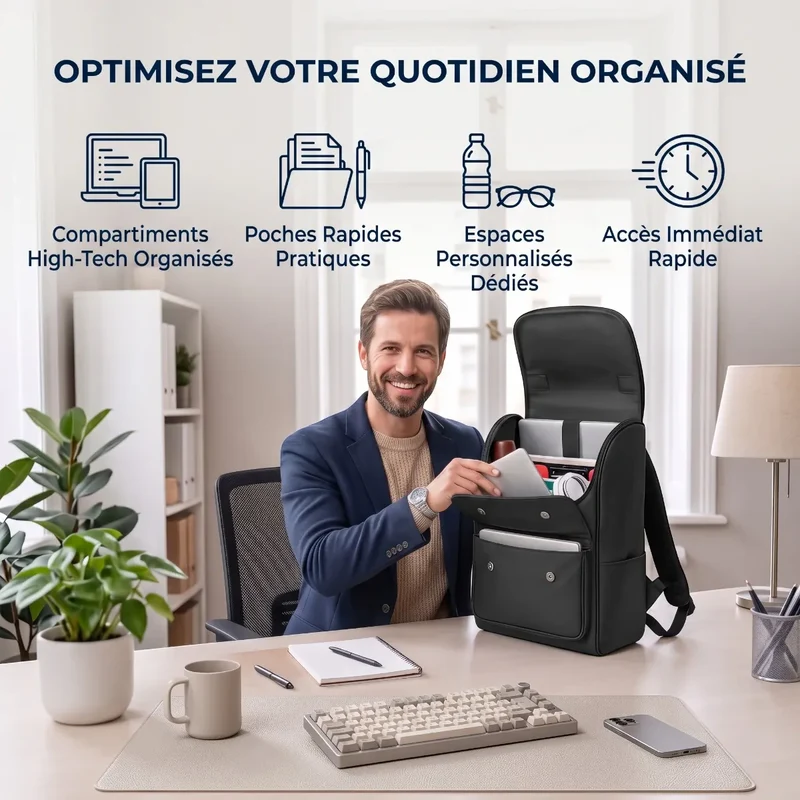 Sac à dos ordinateur homme Onyxium - Confort biomécanique & Protection absolue