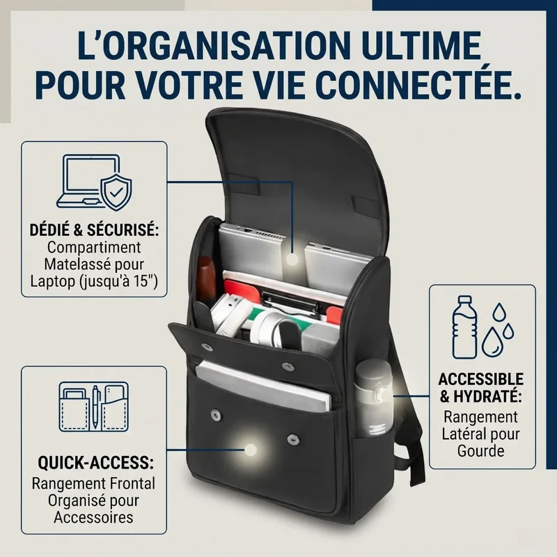 Sac à dos ordinateur homme Onyxium - Confort biomécanique & Protection absolue