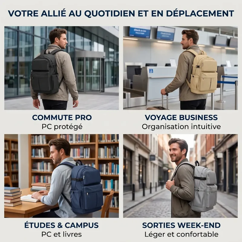 Sac à dos ordinateur homme JetLayer - Protection dorsale optimale & Organisation nomade fluide