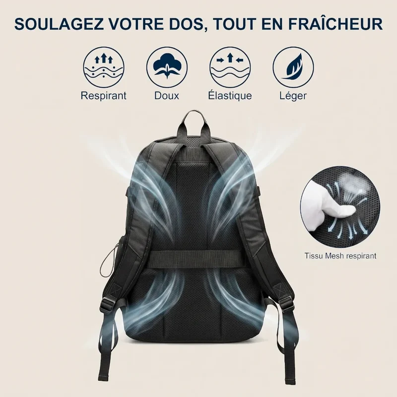 Sac à dos ordinateur homme JetLayer - Protection dorsale optimale & Organisation nomade fluide