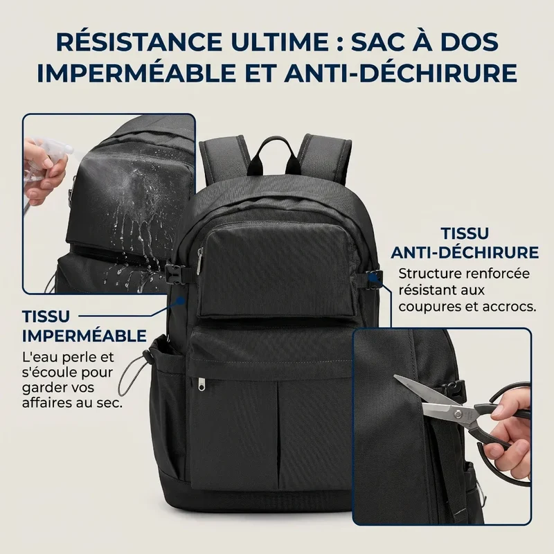 Sac à dos ordinateur homme JetLayer - Protection dorsale optimale & Organisation nomade fluide