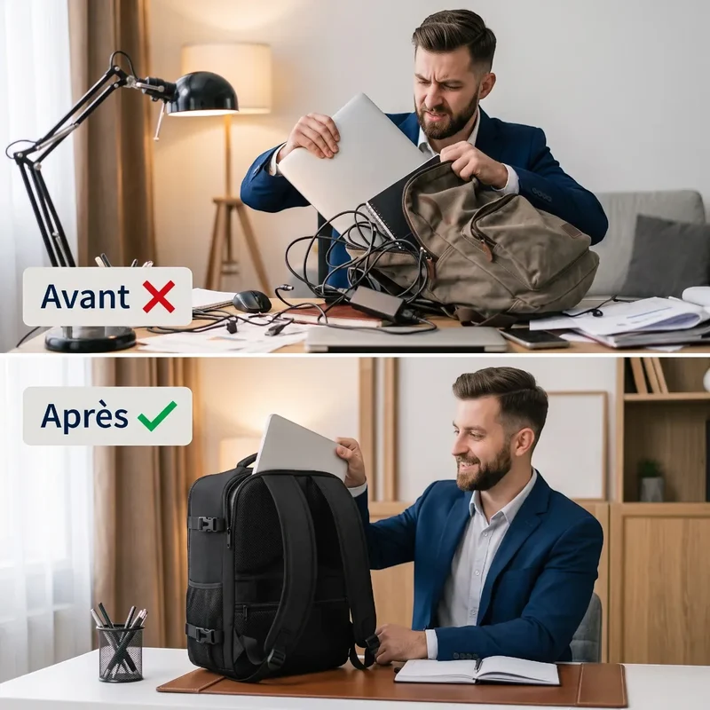 Sac à dos ordinateur homme AeroVault - Organisation nomade absolue & Confort biomécanique supérieur