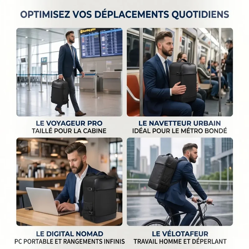 Sac à dos ordinateur homme AeroVault - Organisation nomade absolue & Confort biomécanique supérieur