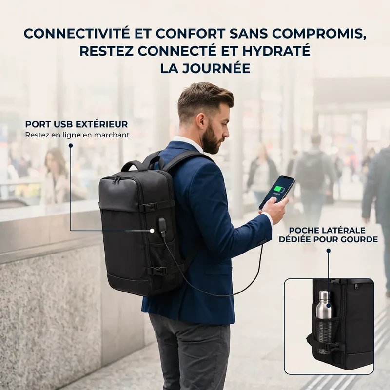 Sac à dos ordinateur homme AeroVault - Organisation nomade absolue & Confort biomécanique supérieur