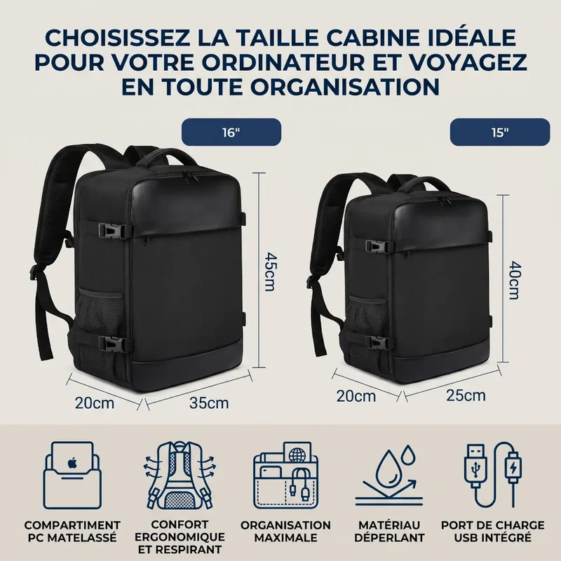 Sac à dos ordinateur homme AeroVault - Organisation nomade absolue & Confort biomécanique supérieur