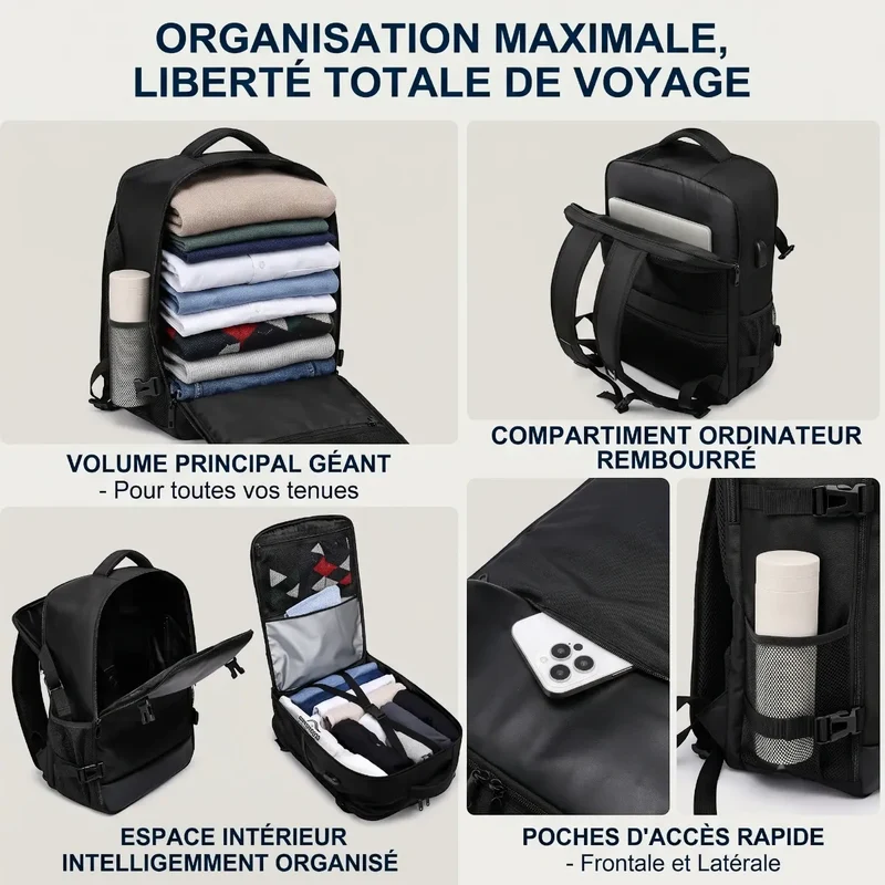 Sac à dos ordinateur homme AeroVault - Organisation nomade absolue & Confort biomécanique supérieur
