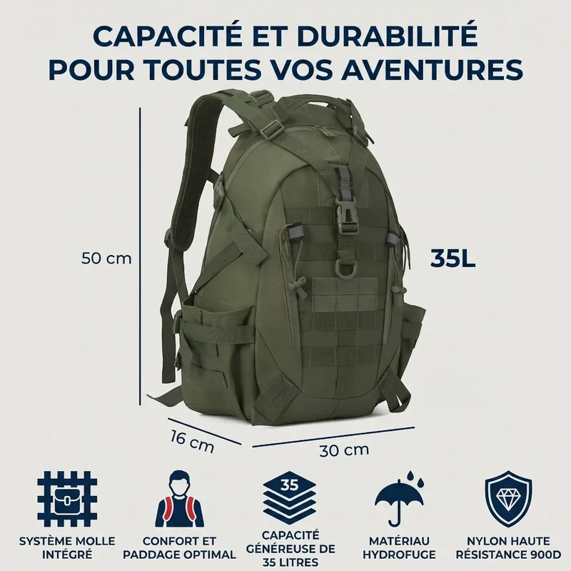 Sac à dos ordinateur homme TactiGrid - Rangement tactique & Confort biomécanique