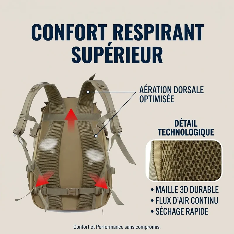 Sac à dos ordinateur homme TactiGrid - Rangement tactique & Confort biomécanique