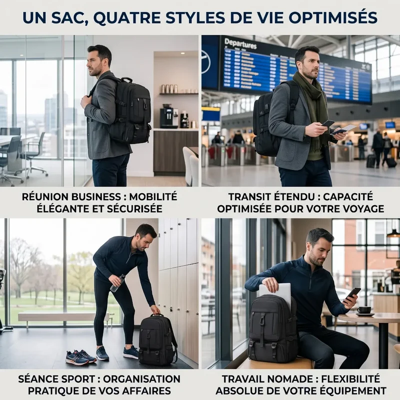 Sac à dos ordinateur homme Flexium - Grande capacité & Volume extensible