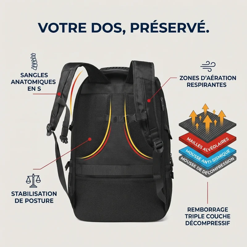 Sac à dos ordinateur homme Flexium - Grande capacité & Volume extensible