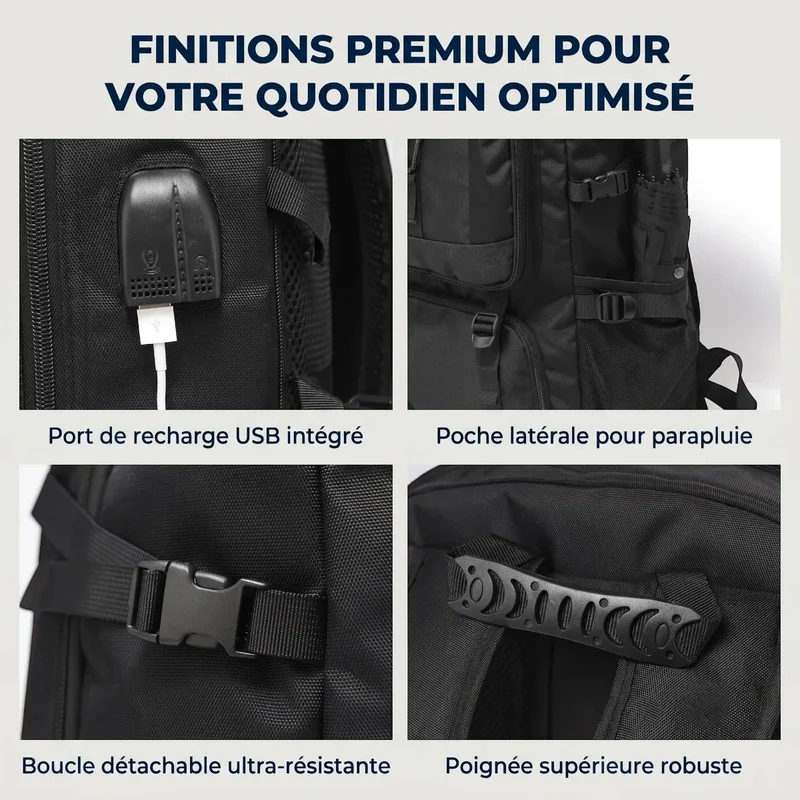Sac à dos ordinateur homme Flexium - Grande capacité & Volume extensible