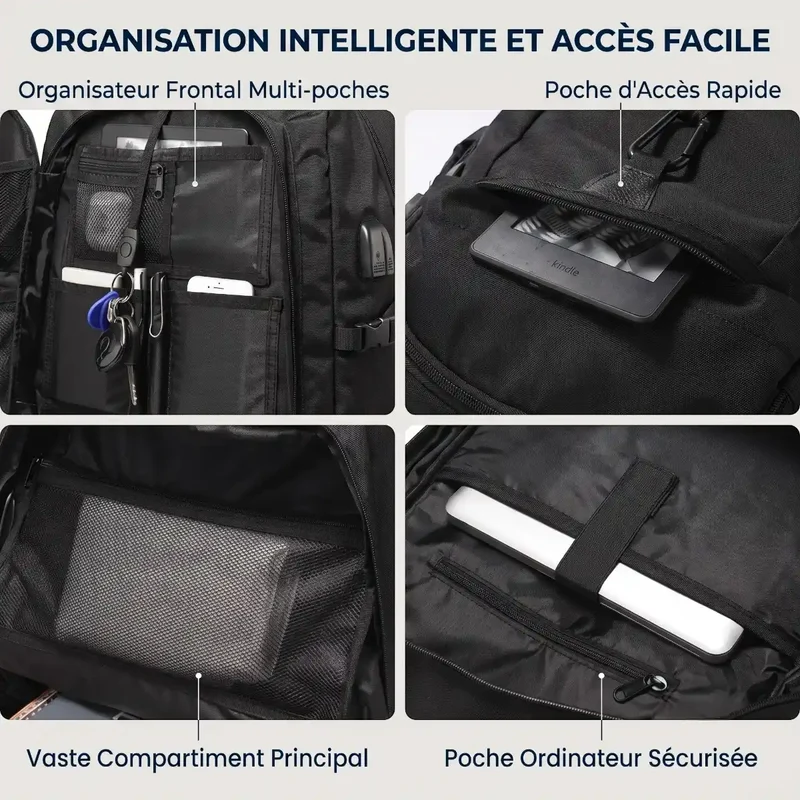 Sac à dos ordinateur homme Flexium - Grande capacité & Volume extensible