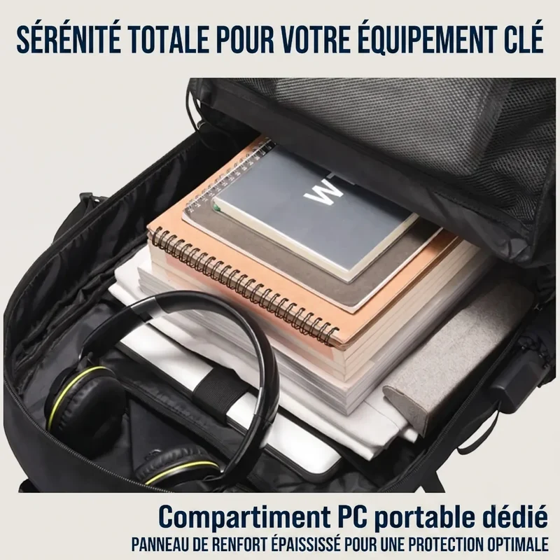 Sac à dos ordinateur homme Flexium - Grande capacité & Volume extensible