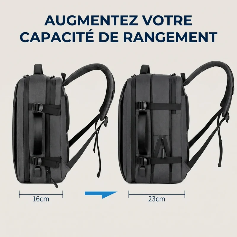 Sac à dos ordinateur homme MetroMorph - Extensibilité sur mesure & Confort biomécanique